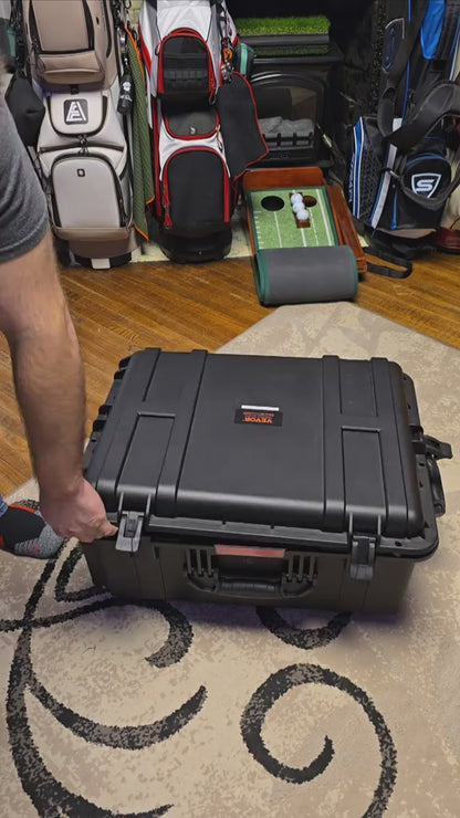 VEVOR Weatherproof Hard Case, Heavy Duty Protective Dry Box Case with Pre-Cut Foam, Wheels & Retractable Pull Handles for Travel, Hunt, Military, Tactical, IP67 Waterproof Case for Cameras(63x50x32)