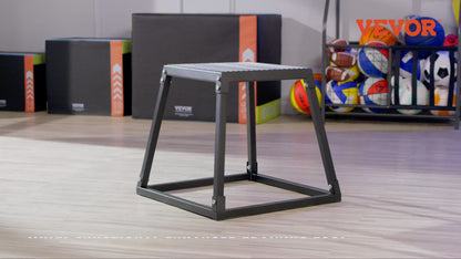 VEVOR Plyometric Jump Boxes, 12/18/24 Inch Plyo Box, Platform and Jumping Agility Box, Anti-Slip Fitness Exercise Step Up Box Set for Home Gym Training, Conditioning Strength Training, Black