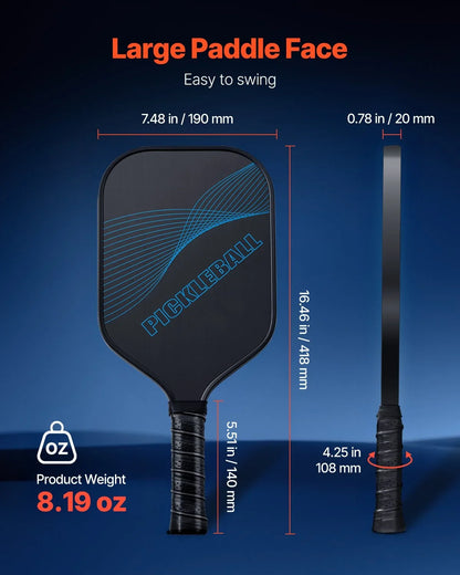 Pro Carbon Fiber Pickleball Paddle Honeycomb Core Racket for Adults Blue - View 4
