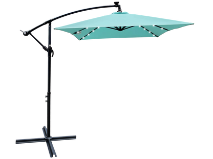 Rectangle Outdoor Patio Umbrella Solar Powered LED Lighted Waterproof 6 Ribs with Crank and Cross Base - View 15