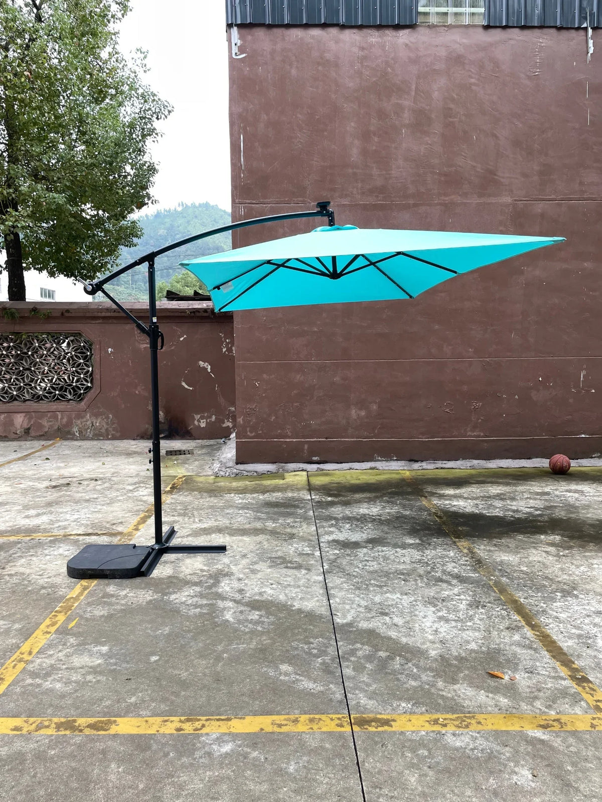 Rectangle Outdoor Patio Umbrella Solar Powered LED Lighted Waterproof 6 Ribs with Crank and Cross Base - View 21
