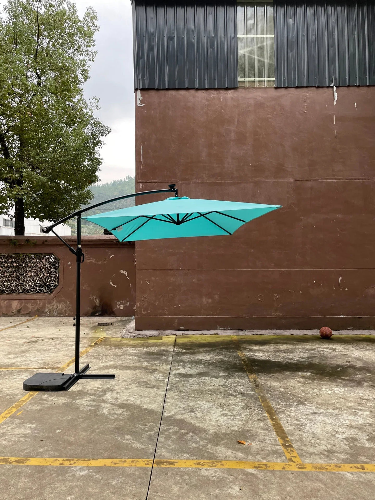 Rectangle Outdoor Patio Umbrella Solar Powered LED Lighted Waterproof 6 Ribs with Crank and Cross Base - View 22