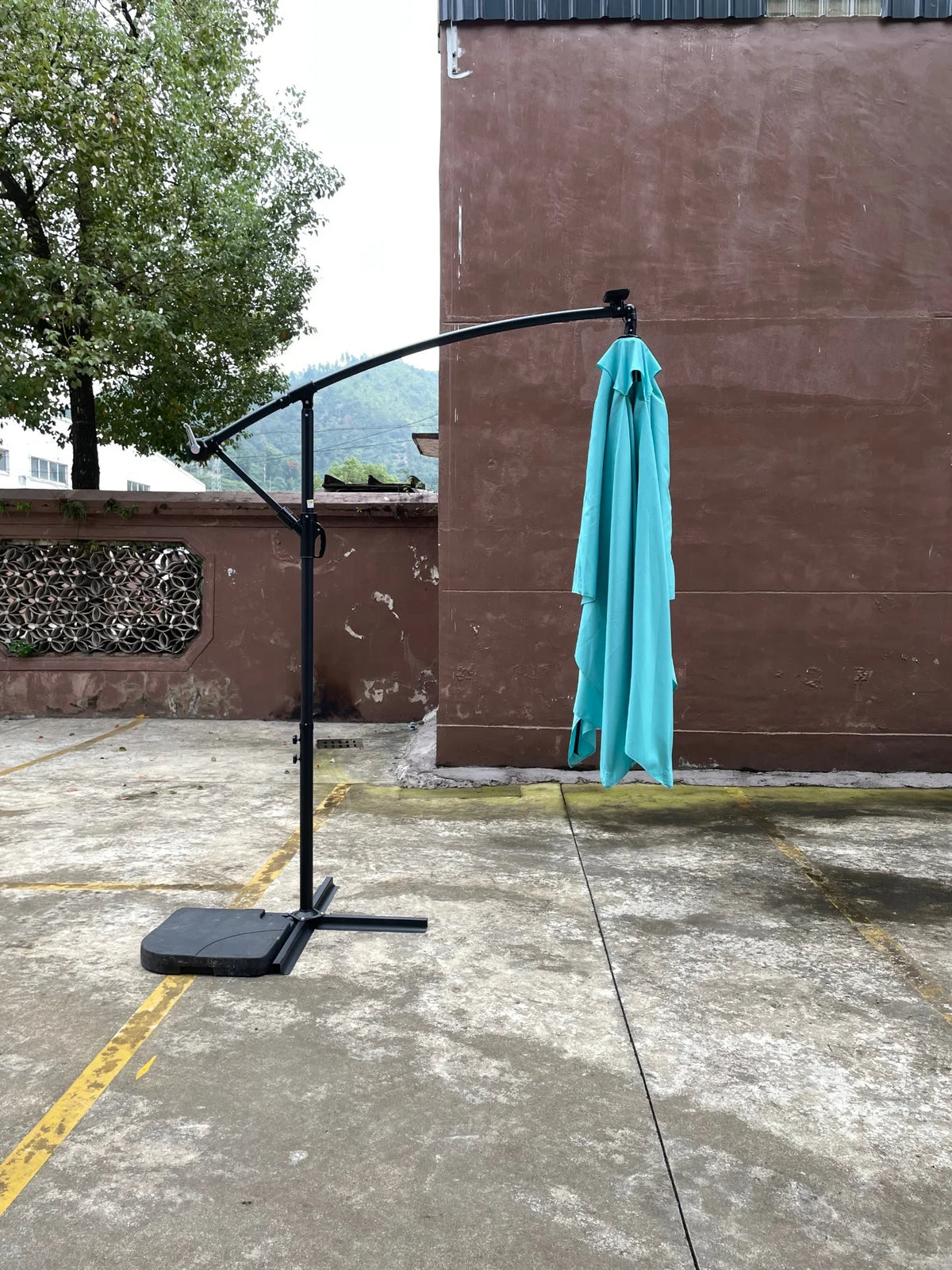 Rectangle Outdoor Patio Umbrella Solar Powered LED Lighted Waterproof 6 Ribs with Crank and Cross Base - View 23