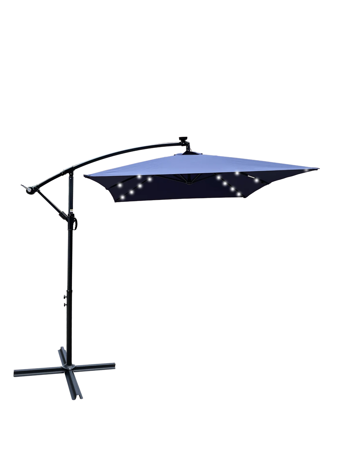 Rectangle Outdoor Patio Umbrella Solar Powered LED Lighted Waterproof 6 Ribs with Crank and Cross Base - View 26