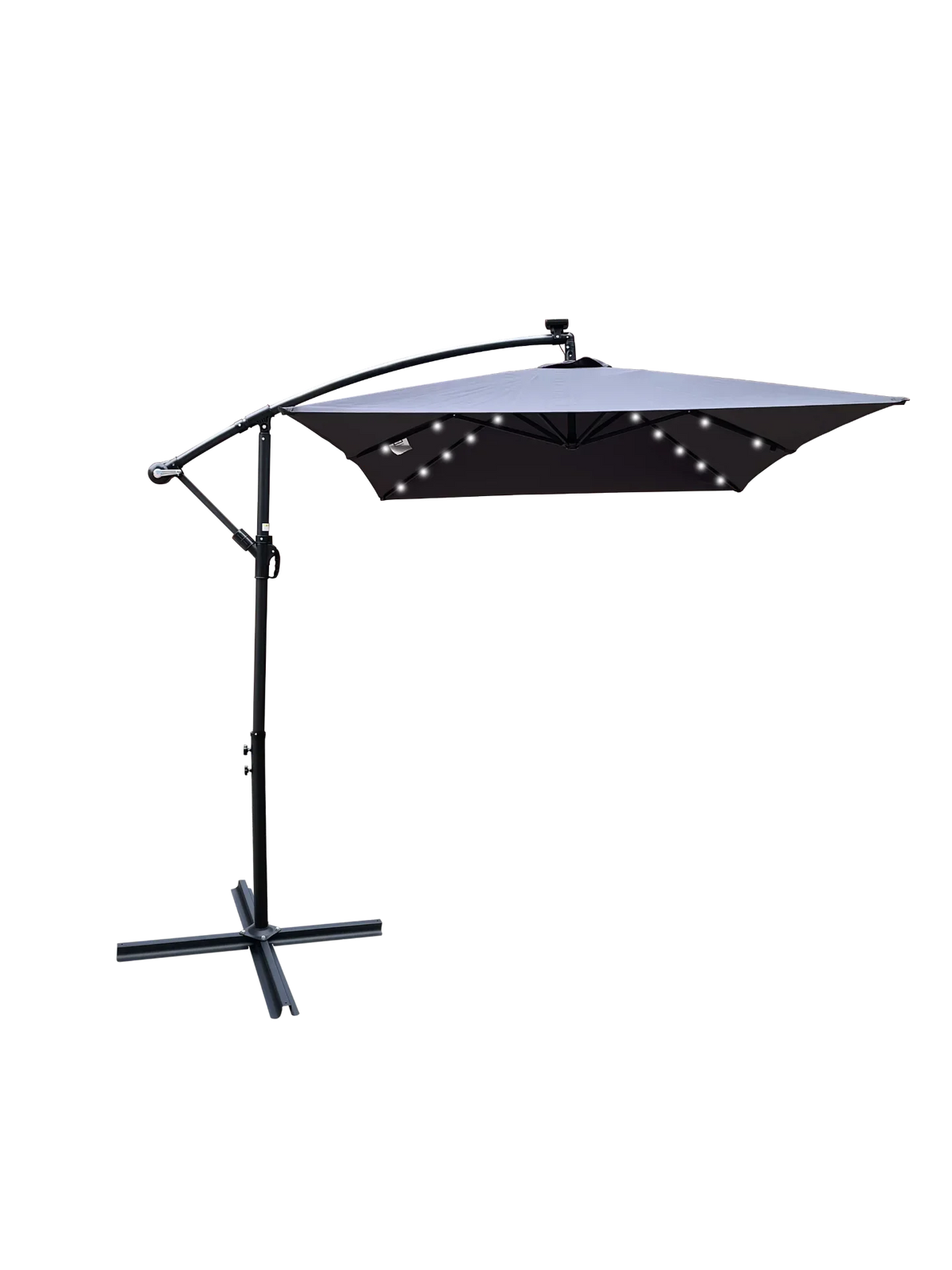 Rectangle Outdoor Patio Umbrella Solar Powered LED Lighted Waterproof 6 Ribs with Crank and Cross Base - View 3
