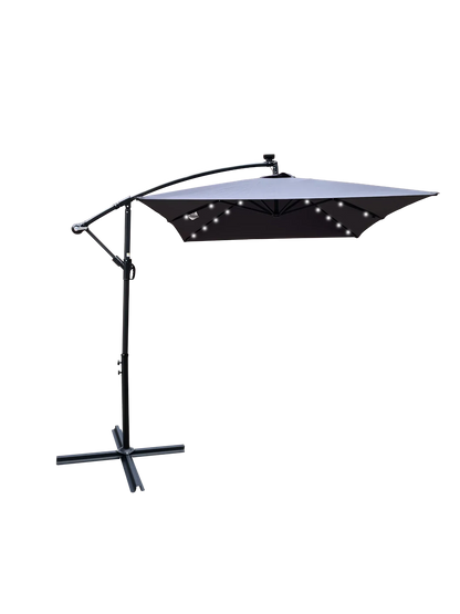 Rectangle Outdoor Patio Umbrella Solar Powered LED Lighted Waterproof 6 Ribs with Crank and Cross Base - View 3