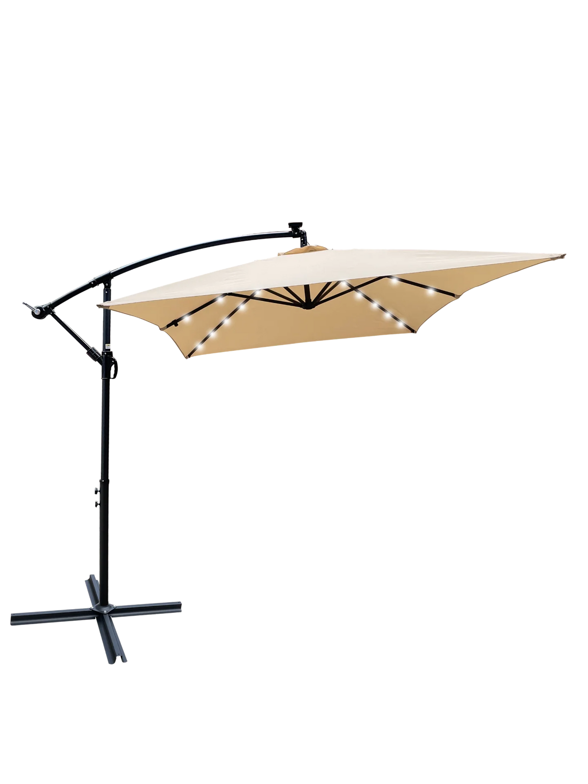 Rectangle Outdoor Patio Umbrella Solar Powered LED Lighted Waterproof 6 Ribs with Crank and Cross Base - View 34