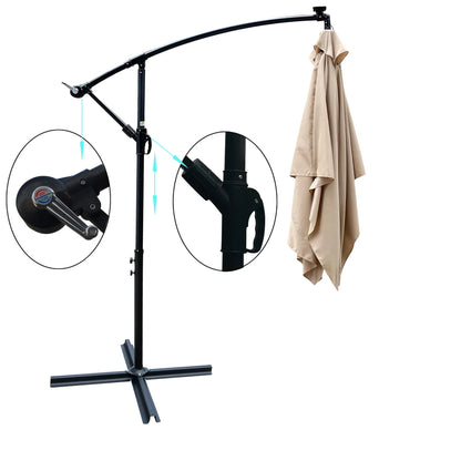 Rectangle Outdoor Patio Umbrella Solar Powered LED Lighted Waterproof 6 Ribs with Crank and Cross Base - View 38