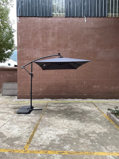 Rectangle Outdoor Patio Umbrella Solar Powered LED Lighted Waterproof 6 Ribs with Crank and Cross Base - View 9