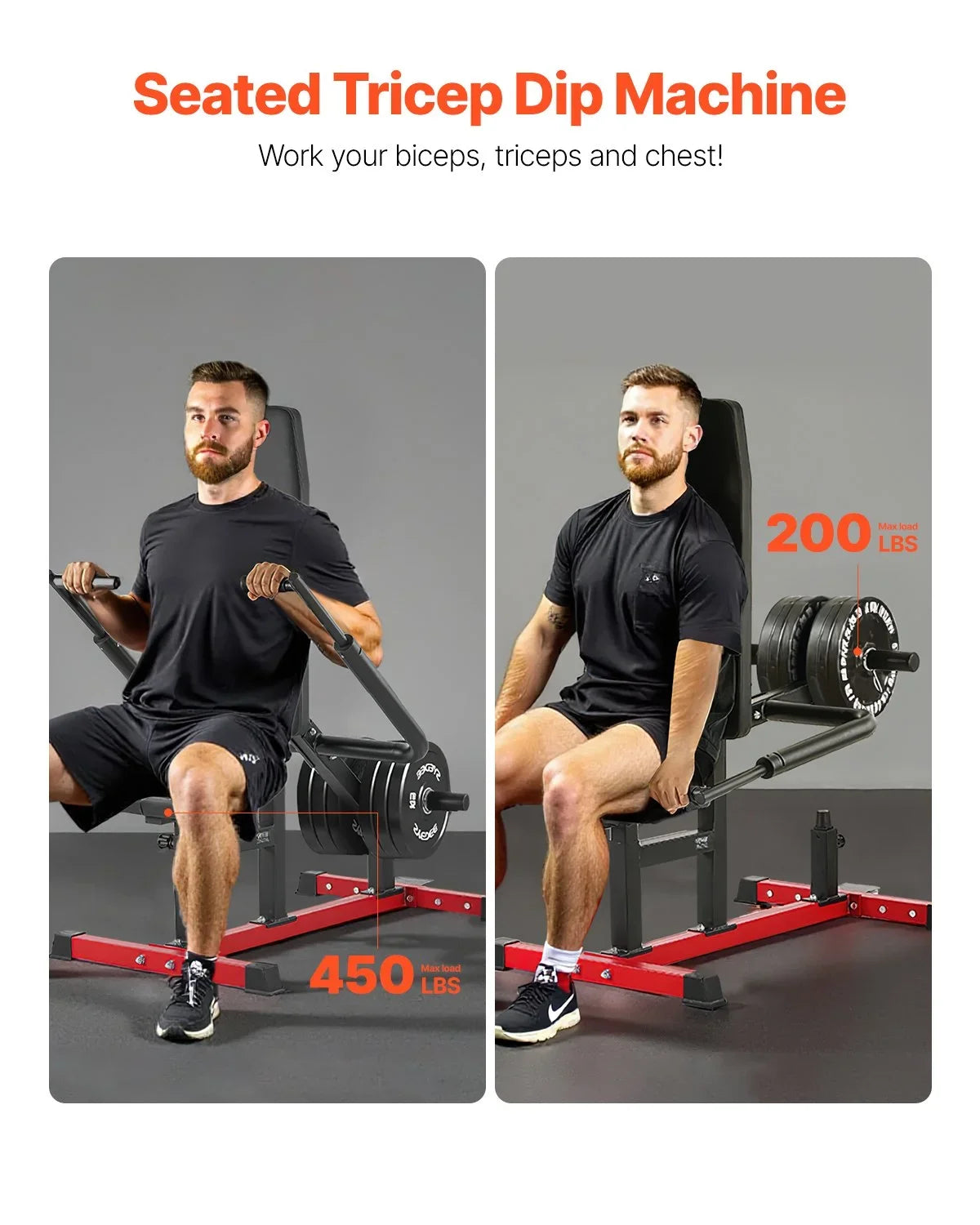 Seated Dip Machine Tricep Bicep Press Down Equipment Chest Training Cable Bar