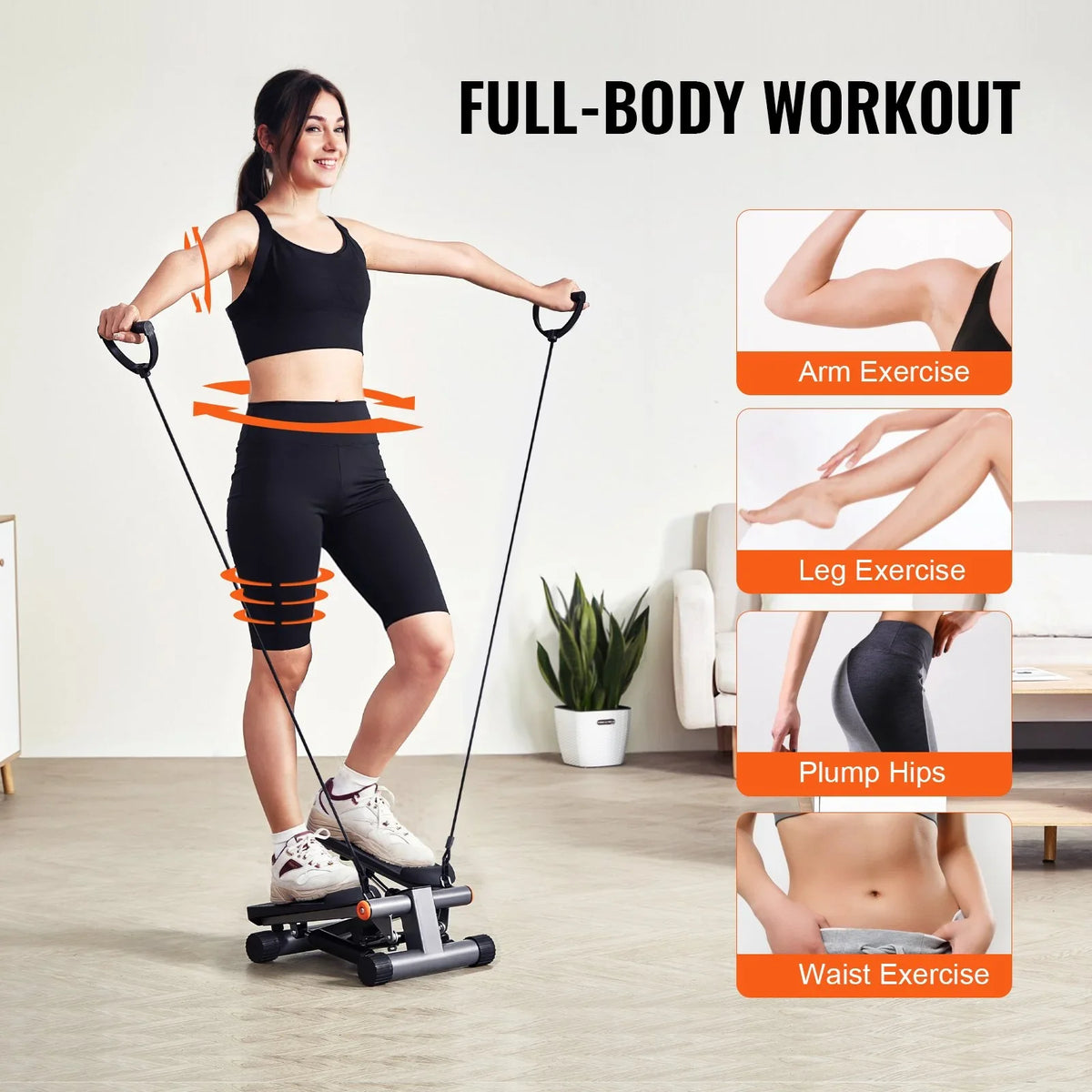 Stair Stepper for Exercise at Home Hydraulic Mini Stepper with Resistance Band - View 3