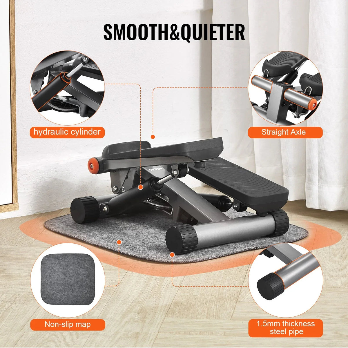 Stair Stepper for Exercise at Home Hydraulic Mini Stepper with Resistance Band - View 4