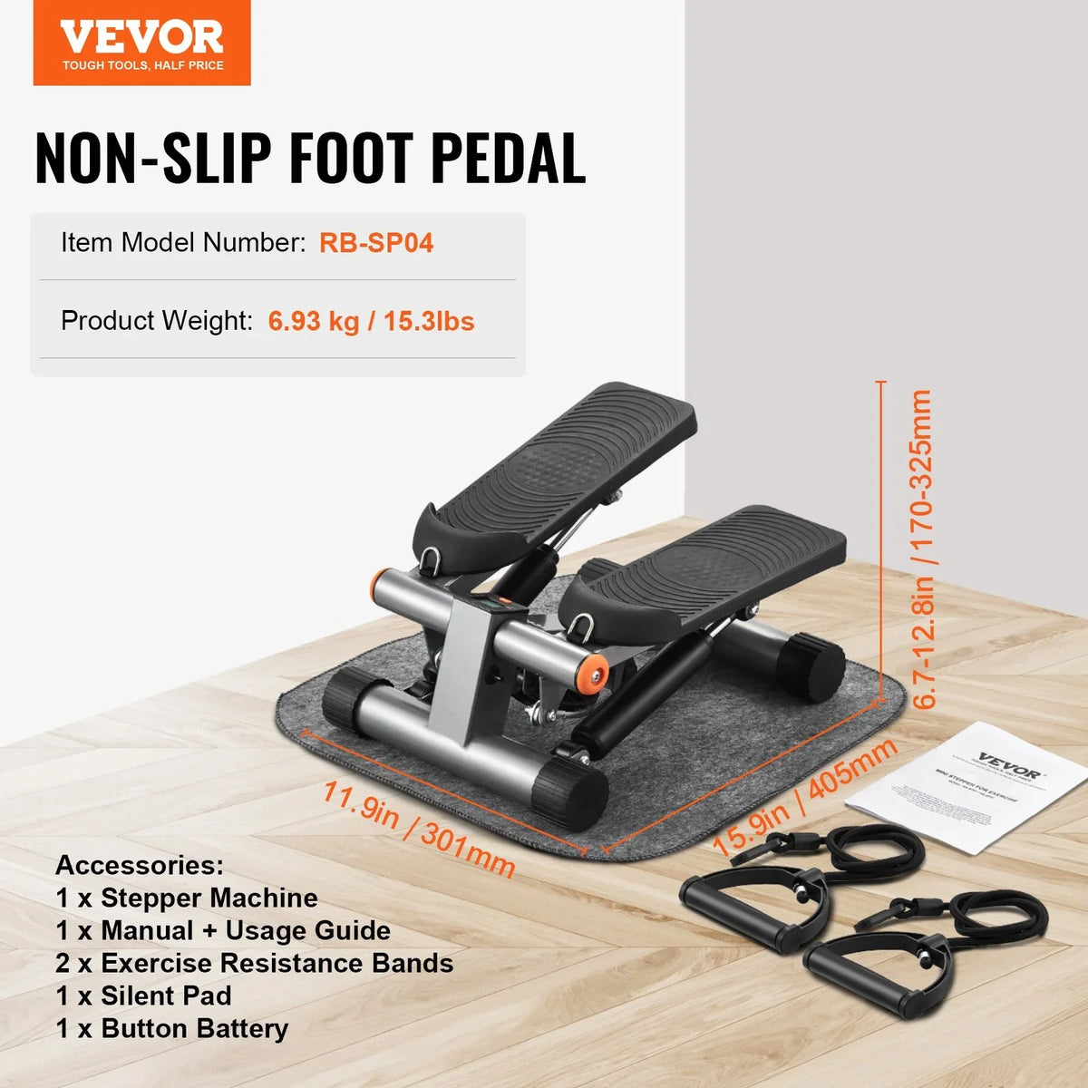 Stair Stepper for Exercise at Home Hydraulic Mini Stepper with Resistance Band - View 7