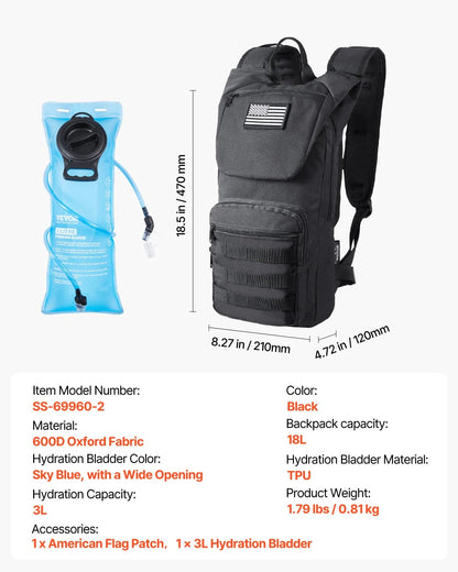 Tactical Molle Hydration Pack Backpack 3L Water Bladder Cycling Hiking Running - View 7