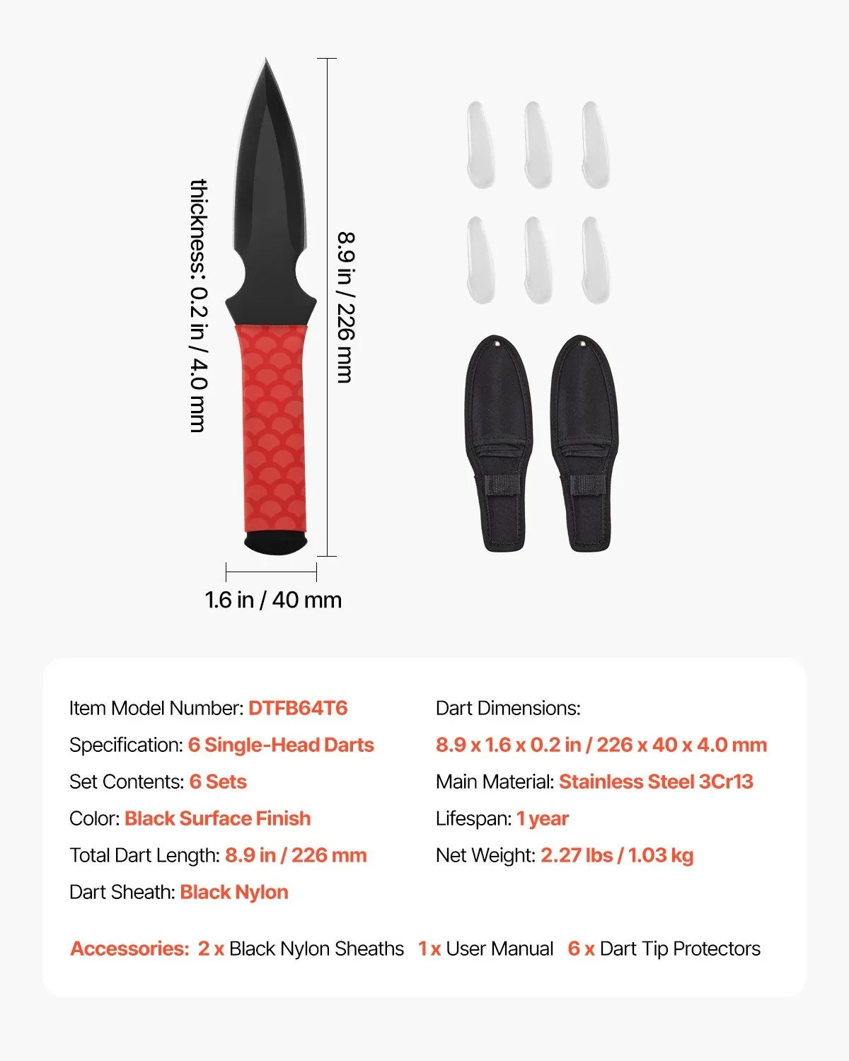 Throwing Knives Set 6 Pack 8.9 inch Stainless Steel Knives Throwing Products - View 6