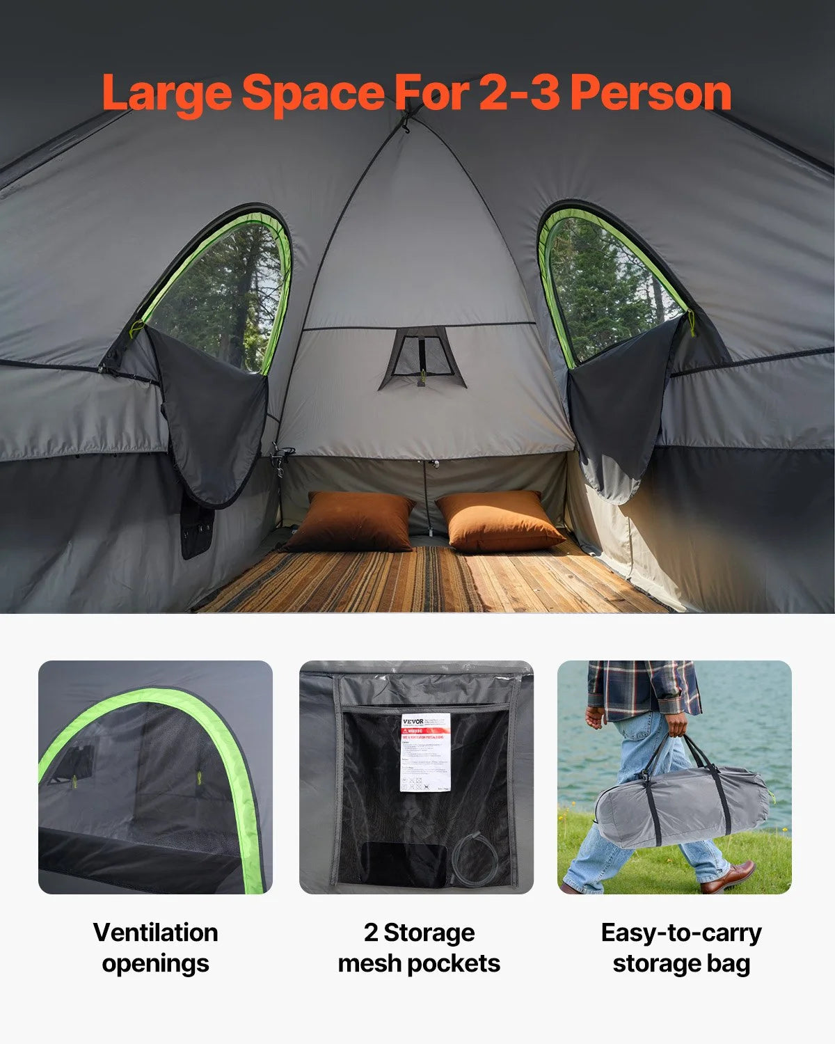 Truck Tent 5.0-5.2ft Waterproof PU2000 Truck Bed Camping Tent 2-3 Person - View 5
