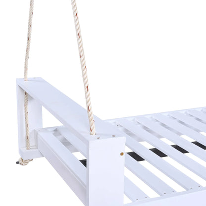 Twin Size Porch Swing Bed, Patio Acacia Wood Swing Frame with Hemp Ropes for Backyard - View 9