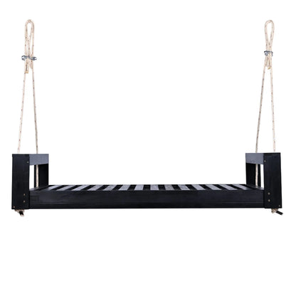 Twin Size Porch Swing Bed, Patio Acacia Wood Swing Frame with Hemp Ropes for Backyard - View 40