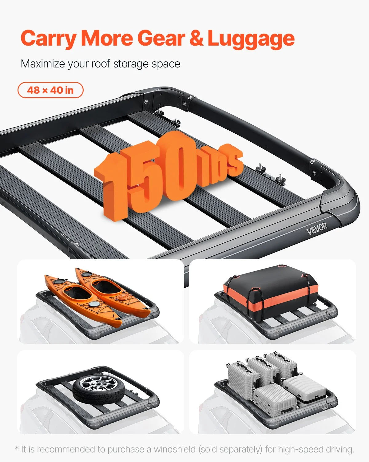 Universal Roof Rack Cargo Carrier Basket 48 x 40 x 5.6 in Car Top Luggage Holder