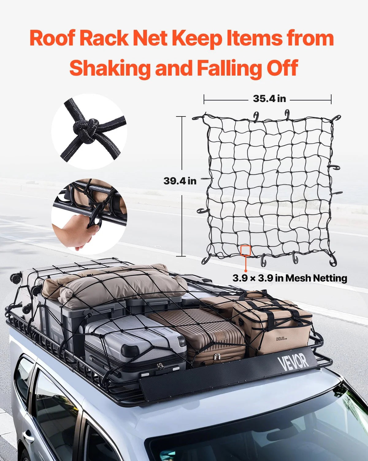 Universal Roof Rack Cargo Carrier Basket 64x50x4.1 in Car Top Luggage Holder Net - View 4