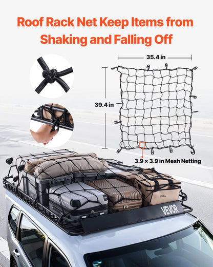 Universal Roof Rack Cargo Carrier Basket 64x50x4.1 in Car Top Luggage Holder Net - View 4