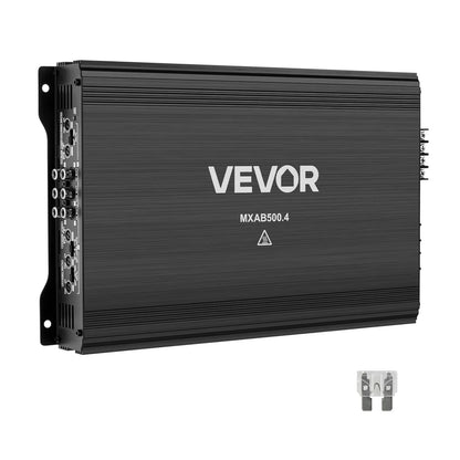 VEVOR 4 Channel Car Audio Amplifier 2 Ohm Stable Bridgeable Class A/B Full Range Amp Max Power 4 x 250W @ 4 Ohm / 4 x 500W @ 2 Ohm for Car SUV Truck Off-Road