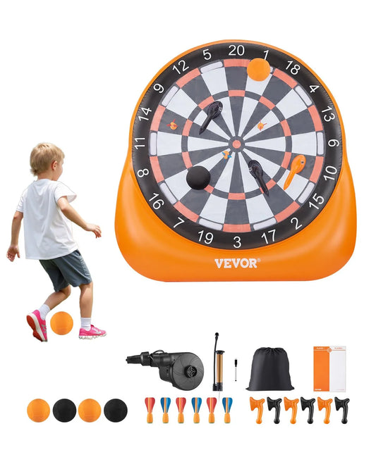 Inflatable Soccer Dart Board over 6 ft with 4 Kick Ball 6 Darts 6 Axe Pump