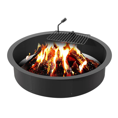 VEVOR Fire Pit Ring, Fire Pit Insert with Barbecue Fire Ring, 40-In Outer/36-In Inner Diameter, 8.5in Height, Carbon Steel Liner DIY Campfire Ring above/In-Ground, for Outdoor Camping, Bonfires