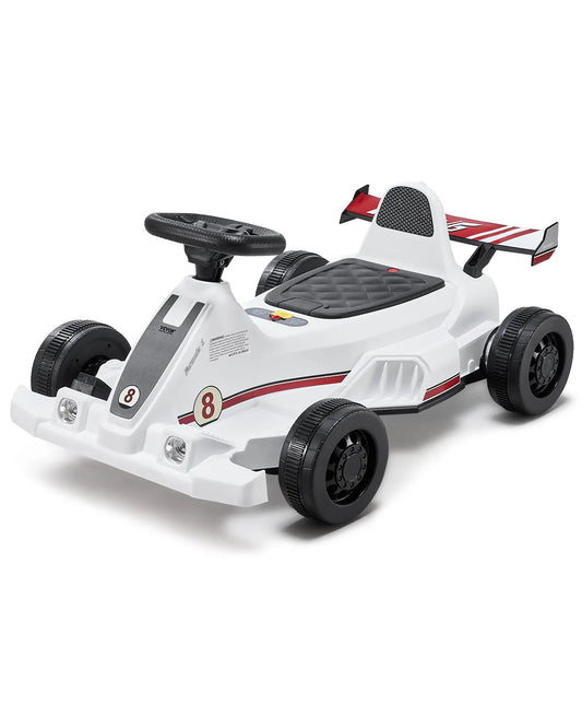 Electric Go Kart 6V Drift Go Cart for Kids Ages 2+ Strong Motor White