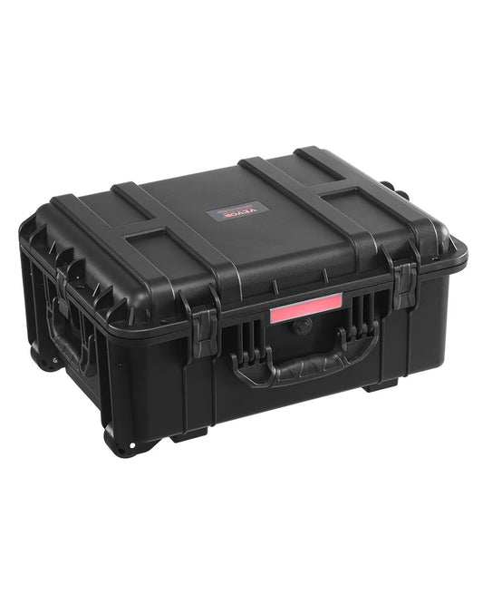VEVOR Weatherproof Hard Case, Heavy Duty Protective Dry Box Case with Pre-Cut Foam, Wheels & Retractable Pull Handles for Travel, Hunt, Military, Tactical, IP67 Waterproof Case for Cameras(57x45x28)