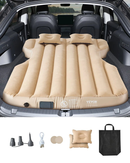 Car Air Mattress Inflatable Car Camping Travel Bed Sleeping Pad Built in Pump