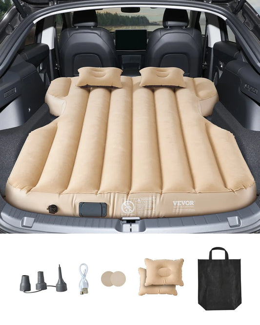 Car Air Mattress Inflatable Car Camping Travel Bed Sleeping Pad Built in Pump