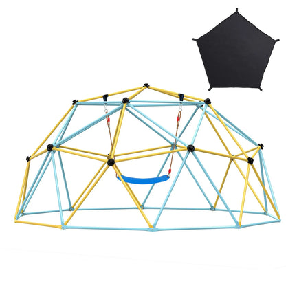 10FT Kids Climbing Dome with Hammock & Swing, 750LBS Outdoor Jungle Gym