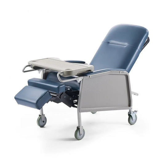 VEVOR Geri Chair Recliner, 3-Position Reclining Geri Chair, Movable Medical Recliner Chairs with 4 Wheels, Soft Padded Seat & Detachable Tray, Ideal for Hospital, Nursing Home, and Geriatric Home Care