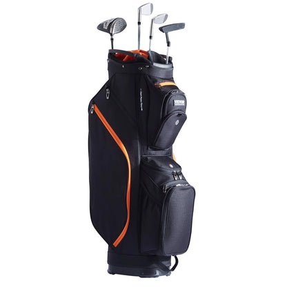VEVOR Golf Cart Bag with 14 Way Organizer Divider Top, 36” 13 Pockets Premium Cart Bag, Durable Golf Bags with Handles & Dust Cover & Detachable Straps for Men & Women, Black & Orange