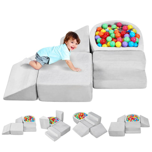 Climbing Toys 5 Piece Foam Climbing Blocks Set with Ball Pit for Toddlers