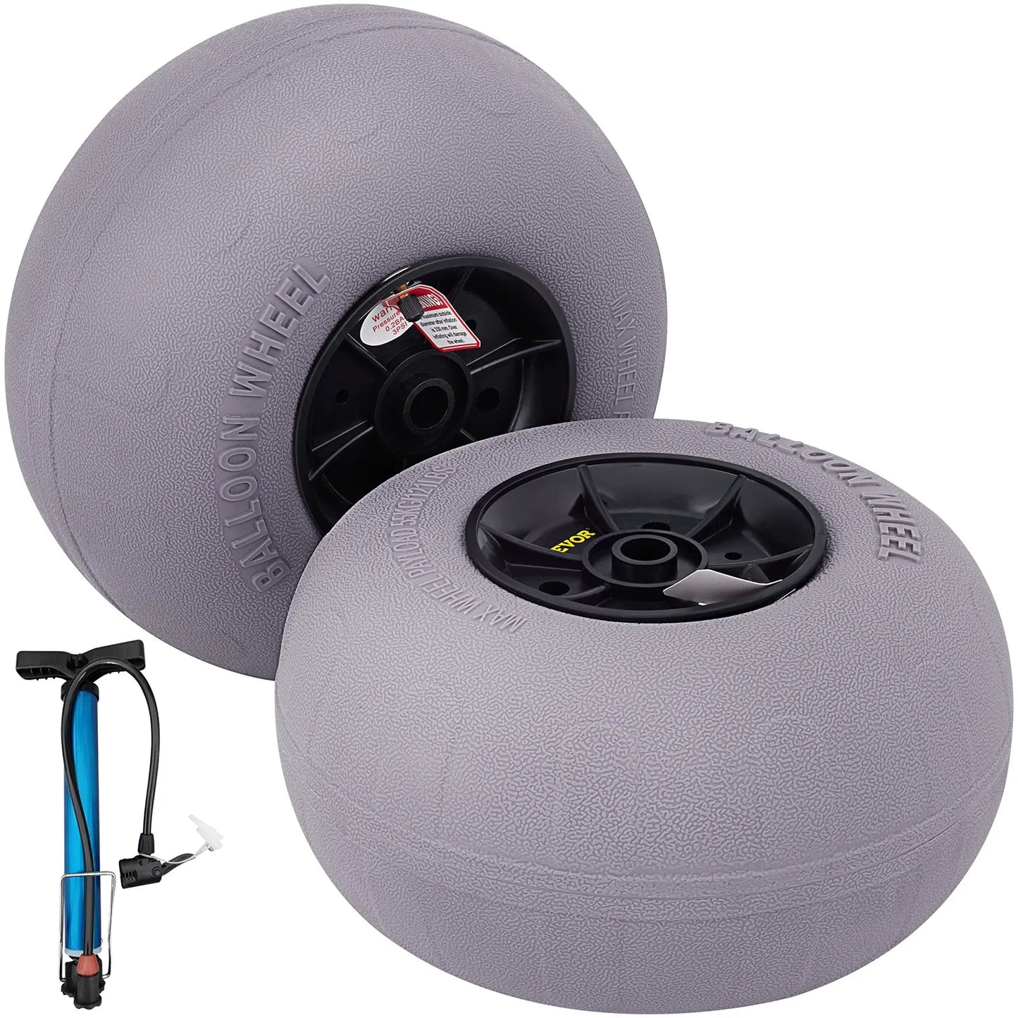 VEVOR Beach Balloon Wheels, 13" Replacement Sand Tires, TPU Cart Tires for Kayak Dolly, Canoe Cart and Buggy with Free Air Pump, 2-Pack