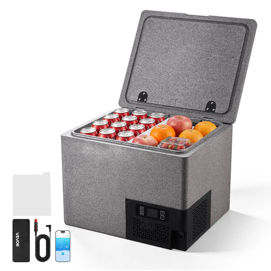 VEVOR 12 Volt Refrigerator, 42.3 QT/ 40L Car Fridge, Portable Ultra-Light EPP Freezer, APP Control Electric Compressor, 12V/24V DC, 14℉ to 50℉, for Truck Van RV SUV Boat Travel Camping
