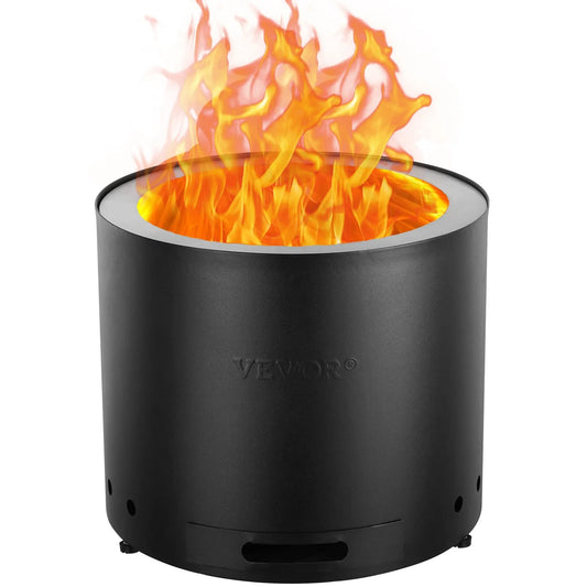 VEVOR Smokeless Fire Pit Stove Bonfire, H: 12.6 in x Dia: 15 in ,Wood Burning Fireplaces with Removable Ash Pan, SUS430 Stainless Steel inner Portable Outdoor Firepit, Ideal for Outdoor Patio Camping