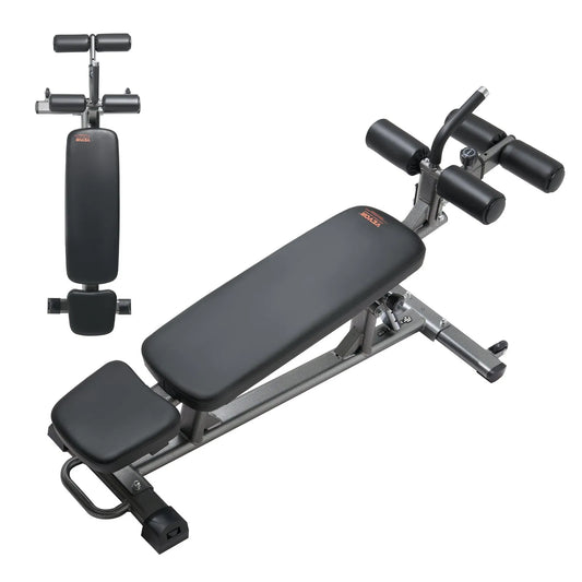 VEVOR Sit Up Bench Curved Ab Bench 4 Adjustable Height Reverse Crunch Handle