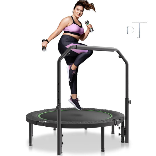 VEVOR 48" Foldable Mini Fitness Trampoline Adults Exercise Rebounder with Handle
