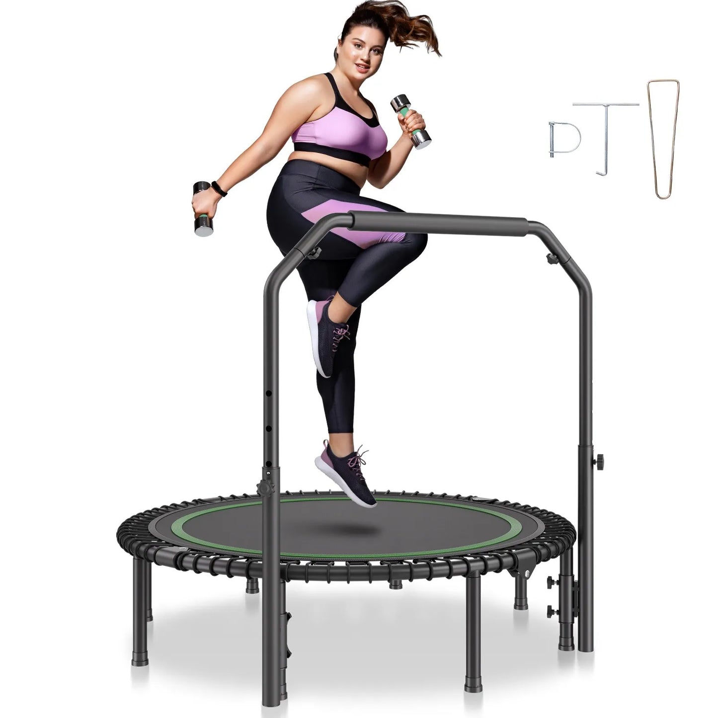 VEVOR 48" Foldable Mini Fitness Trampoline Adults Exercise Rebounder with Handle