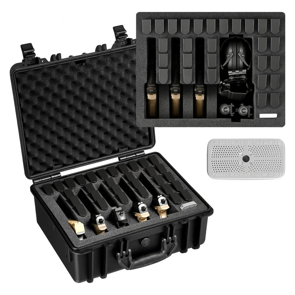 VEVOR Hard Pistol Case, Heavy Duty Hard Gun Case with XPE Foam Lining, Waterproof Pistol Storage Box with Customizable Interior & Handle for Gun, Lenses, Camera, Gear, TSA Compliant, 18.7x12.5x7.5 in