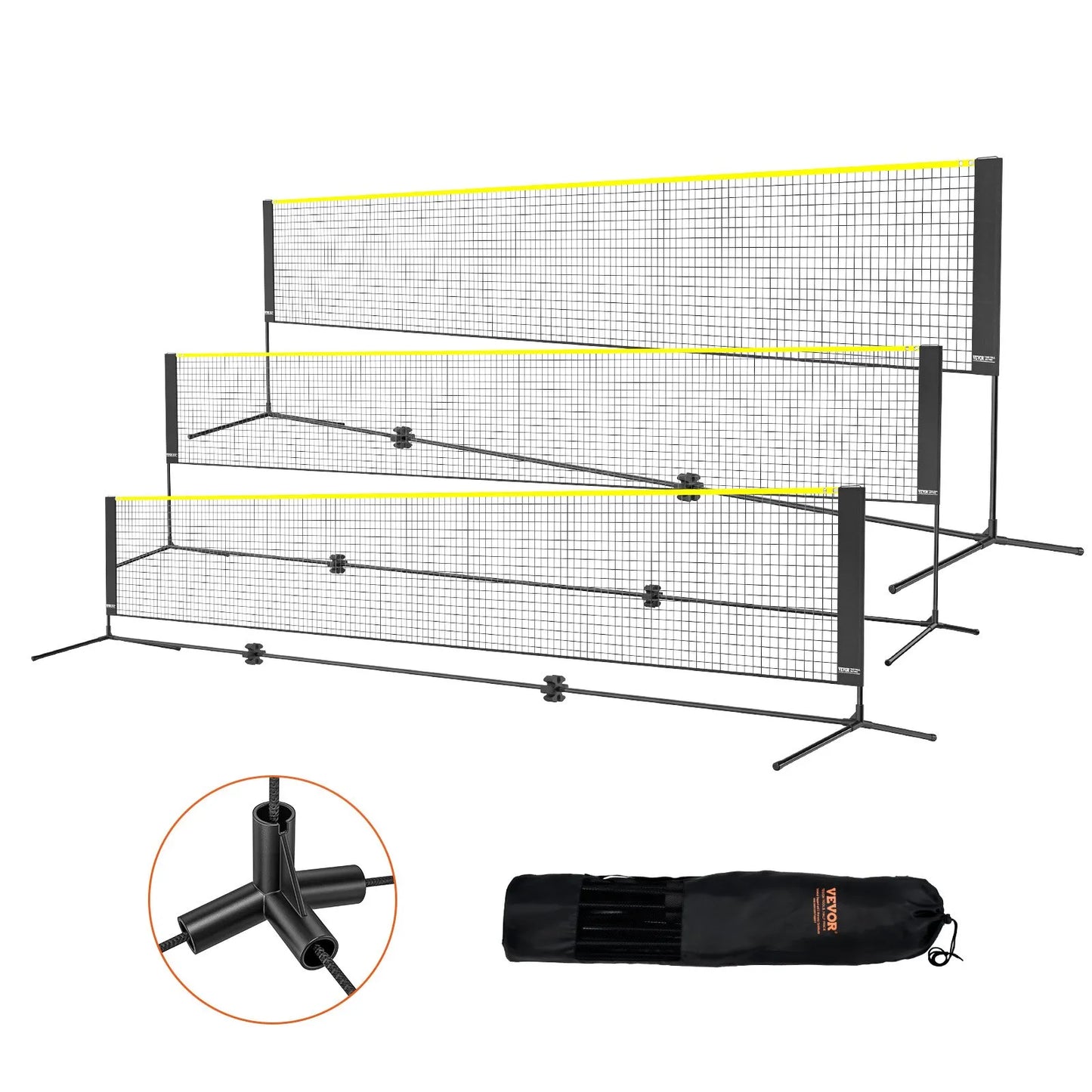 Badminton Net, Height Adjustable Volleyball Net, 17ft Wide Foldable Pickleball Net, Portable Easy Setup Tennis Net Set with Poles, Stand and Carry Bag, for Kids Backyard Game Indoor Outdoor Use