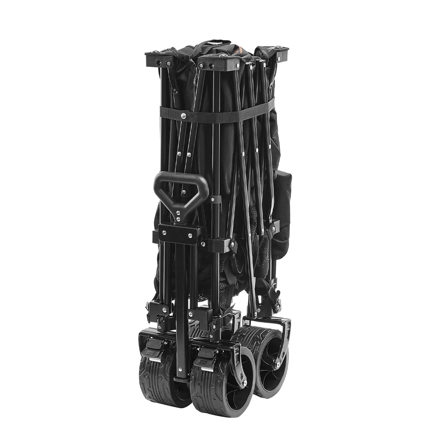 VEVOR Foldable Double Decker Wagon, 400L Collapsible Wagon Cart with All-Terrain Wheels, Heavy Duty Folding Wagon Cart 350-450 lb Weight Capacity for Camping, Shopping, Garden, 52" Extra Long Extender