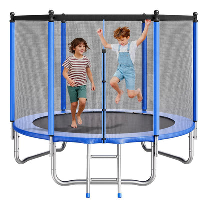 VEVOR Outdoor Trampoline, 8FT Round Recreational Trampoline with Enclosure Net, ASTM Approved, Heavy Duty Trampolines, Max 265 lbs Weight Capacity, Anti-Rust Backyard Trampolines for Kids & Adults