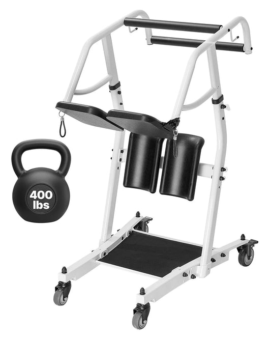 VEVOR Stand Assist Patient Lift, Easy Sit-to-Stand Transfer Chair for Seniors Disabled - with Adjustable Knee Pads, PU Seat Pad & Lockable Wheels, 400 lbs Strong Capacity for Home Nursing Care