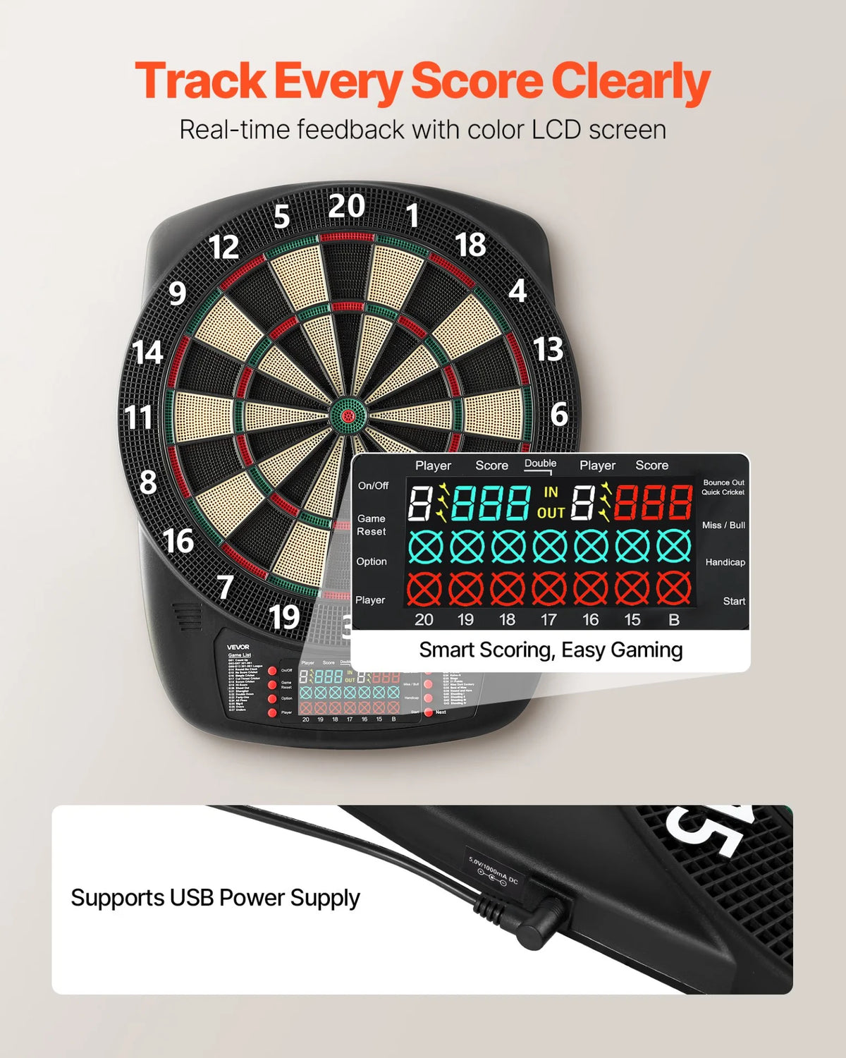 VEVO Electronic Dartboard 13.5 inch - 43 Game Modes Inside - View 3