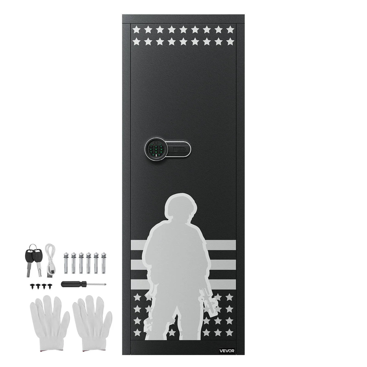 VEVOR 10-12 Gun Safe, Long Gun Cabinet for Rifles and Pistols, Quick Access Rifle Safe with 4 Pistol Pockets and 3 Adjustable Racks, Large Digital Cabinet with Key and Password Lock - View 8