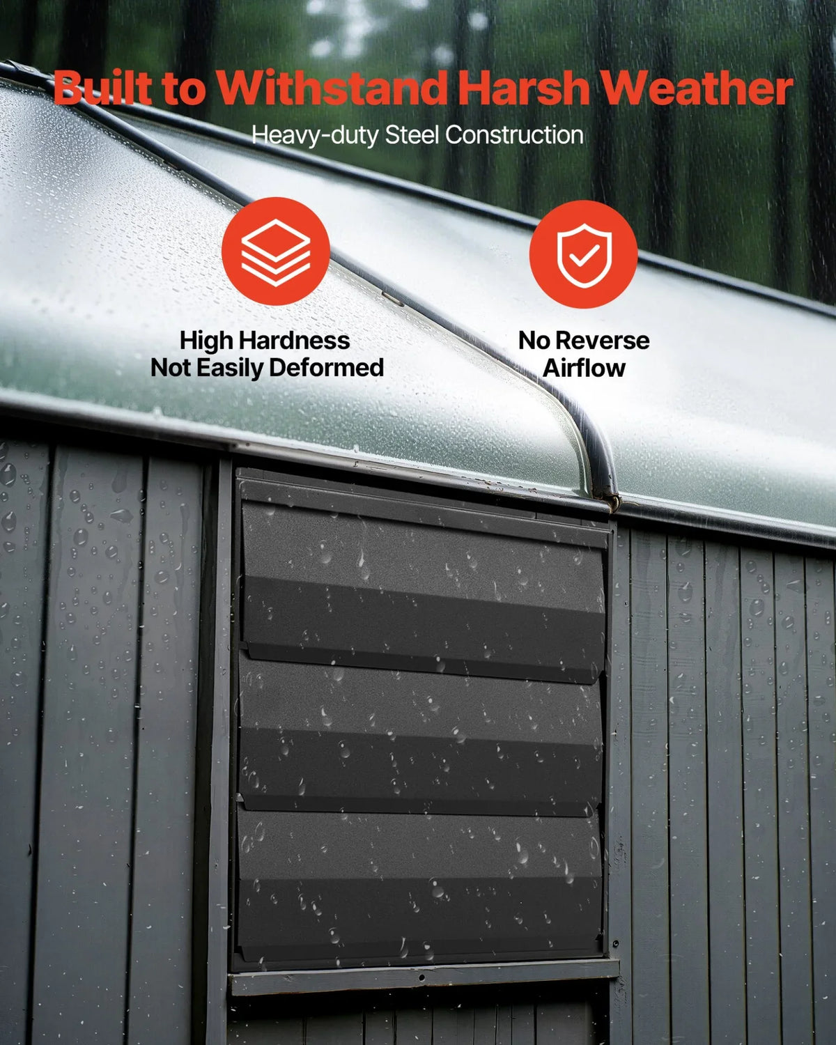 VEVOR 10 inch Shutter Exhaust Fan, Wall Mounted Attic Vent Fan with Smart Programming Variable Speed Temperature Control, 1000 CFM,EC Motor,Timer, for Shed,Garage,Greenhouse Ventilation Cooling,Black - View 3